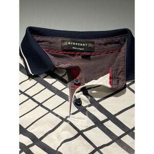 Burberry Polo Shirt Medium Nova Grid Short Sleeve Knight Logo Made In England